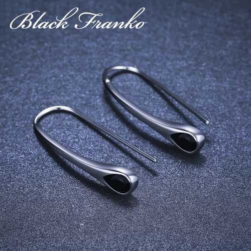 Kolczyki s12 Białe Złoto, Black Franko, czarny spinel