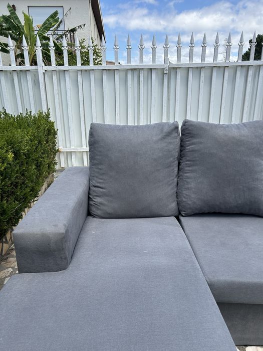 Sofá Chaise Longue Cinzento 3 Lugares – Ótimo estado