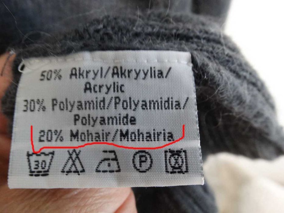 Sweter Kardigan Moherowy Wełniany Szary Ciepły Ellos 42/44
