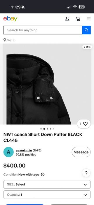 Пуховик coach S оригінал