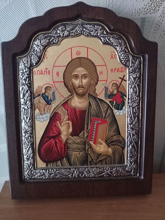 Икона с в серебряной акантовке