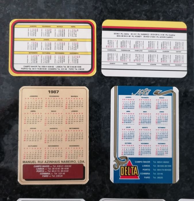 Conjunto de 11 calendários com publicidade da marca de cafés Delta.

A