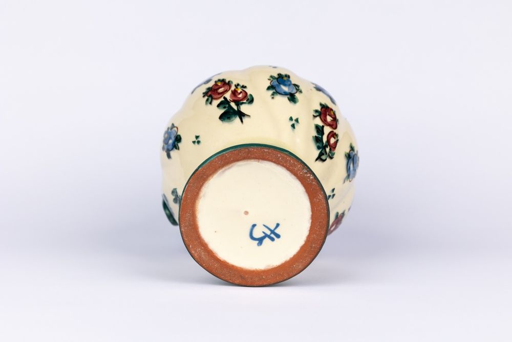 Ręcznie malowany ceramiczny dzban wazon vintage kwiatki