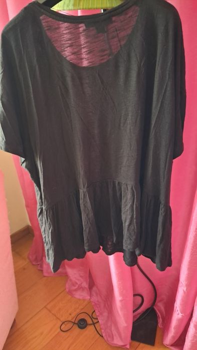 Blusa Primark XL preta com drapeado na cintura