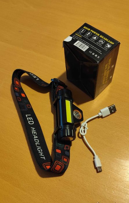 Latarka czołówka USB COB