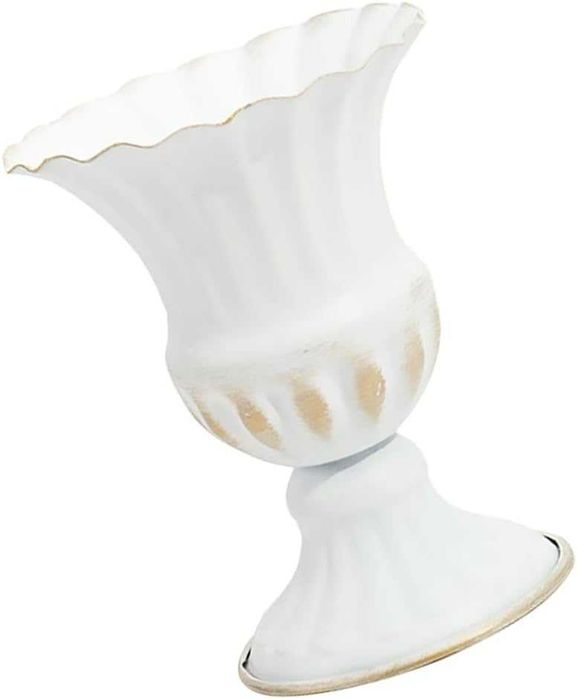 Wazon doniczka elegancka z kutego żelaza biała retro