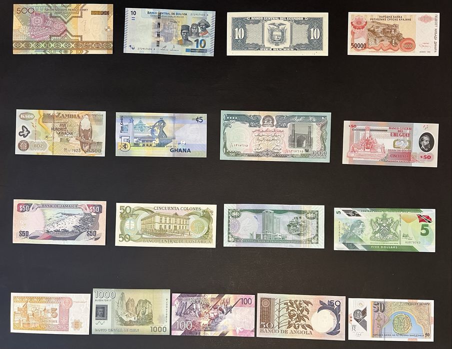 Банкноти купюри світу вартістю від 100 до 150грн