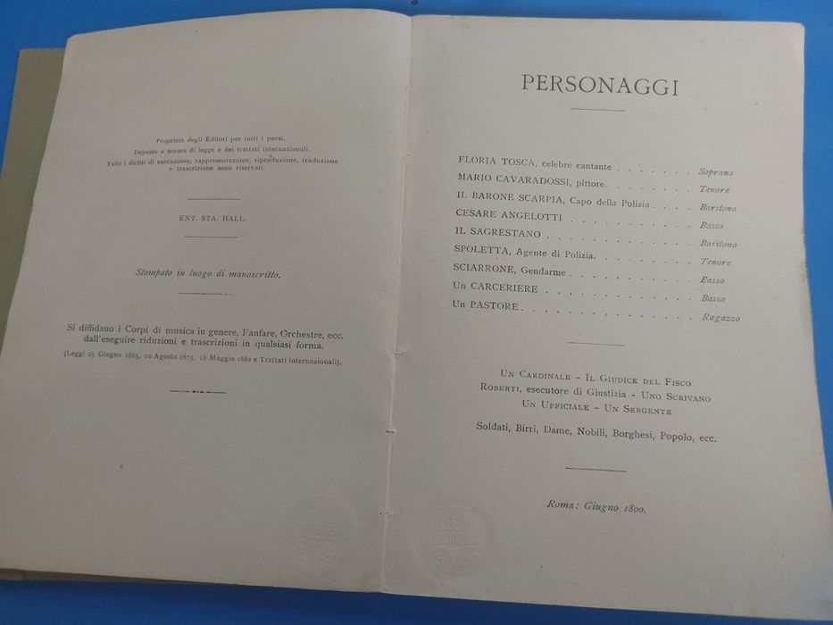 G. Puccini TOSCA nuty fortepian antyk zabytkowe 1899