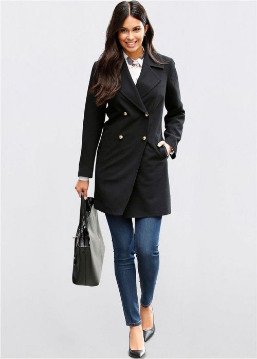 Nowy płaszcz boyfriend czarny wełniany bonprix firmowy rozmiar 42