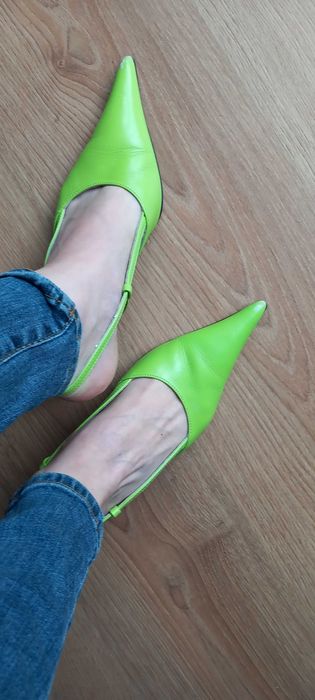 Sapatos pontiagudos verde fluorescente vintage 36/37