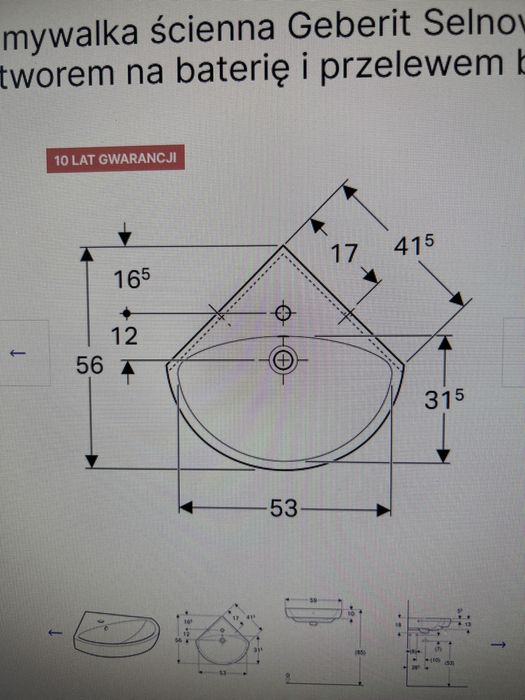 Umywalka narozna Geberit