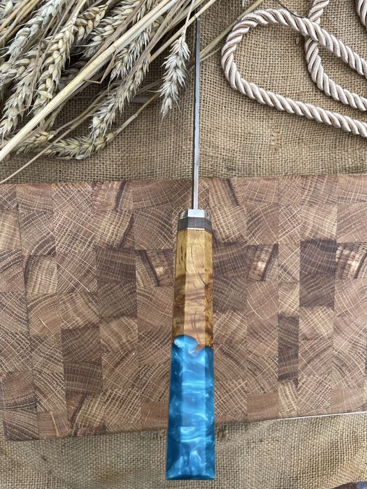 Кований кухонний шеф ніж з сталі N690 60-61hrc ручна робота, 3d гібрид