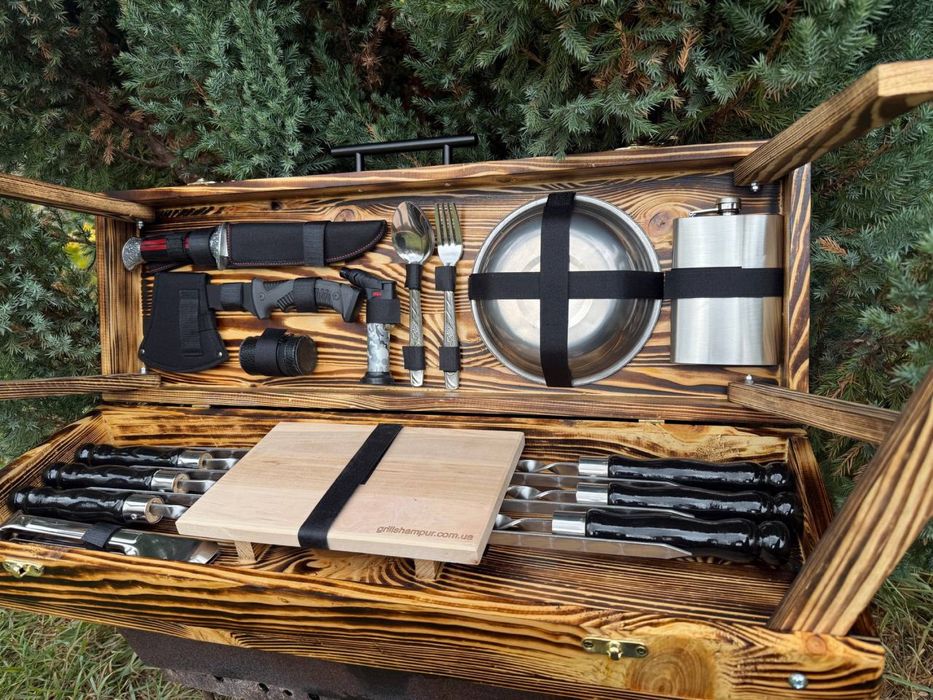 6 Шампуров в кейсе столике на подарок мужу начальнику колеге