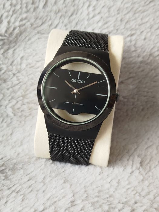 Zegarek AM:PM PD101-G003 Skeleton black unisex quartz vintage y2k wat