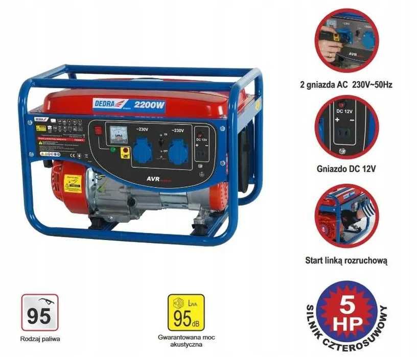 Генератор бензиновий Dedra DEGB2510 2200 Вт однофазний