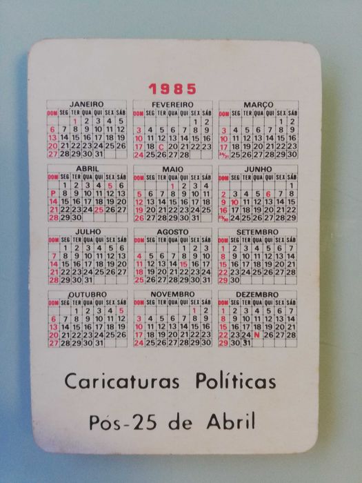 Calendários de bolso - Caricaturas do pós-25 de abril