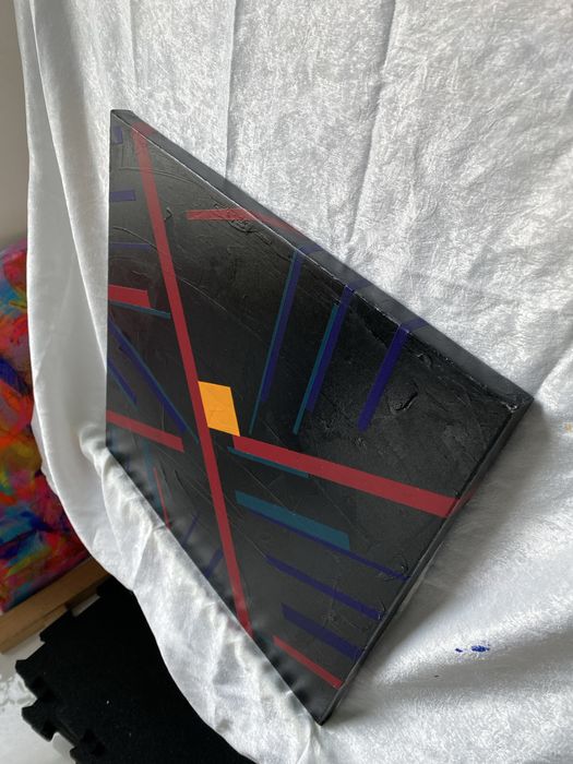 Abstrakcja obraz akrylowy na płótno poliestrowe 40x40 "Point of view"