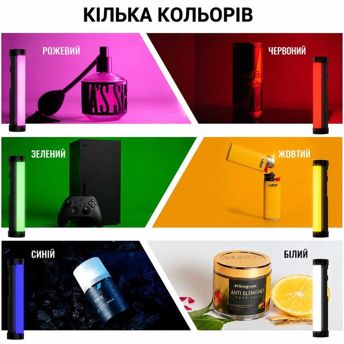 Відео фото світло RGB трубка палка LED Luxceo P100 з магнітом 2000mAh