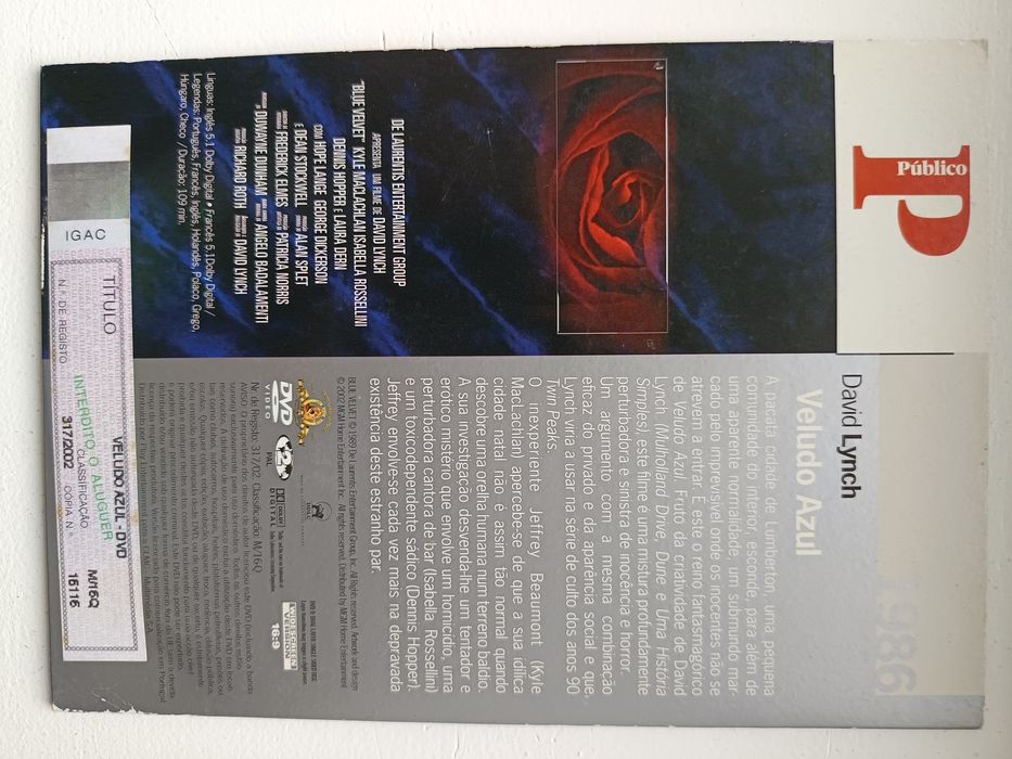 DVD veludo azul .