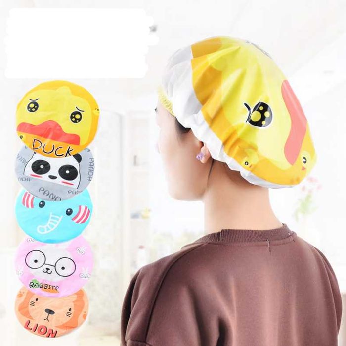 Шапочка для душу багаторазова з принтом, набір комплект 10 шт