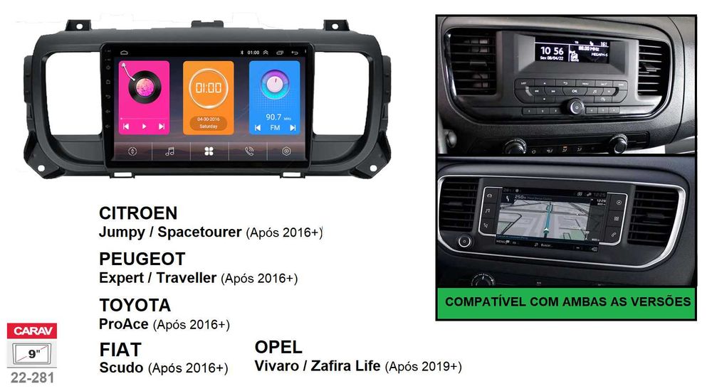 Rádio 2DIN • Jumpy/SpaceTourer • Expert/Traveller • (4/64GB) Android