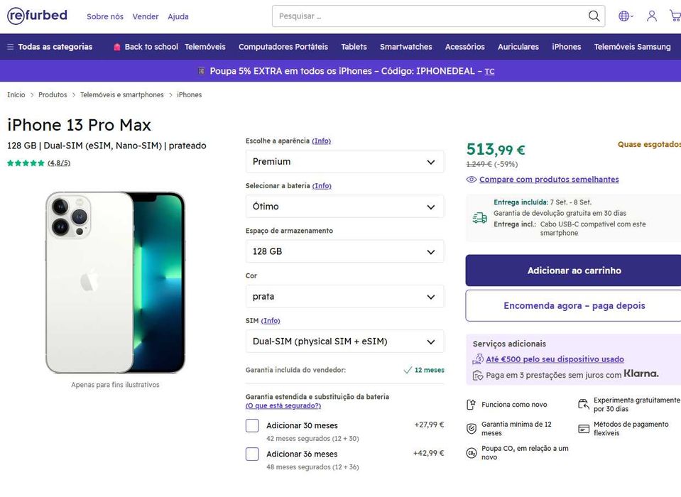 iPhone 13 Pro Max como Novo (Garantia de 6 meses)