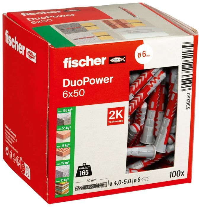 Fischer Kołek Uniwersalny Długi Duopower 6X50 (100 Szt.) 538250