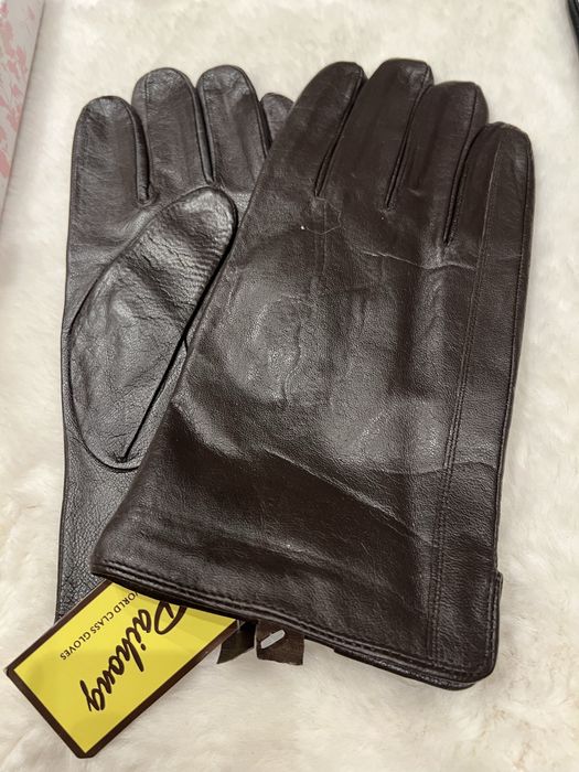 Rękawiczki skórzane z welniana podszewką