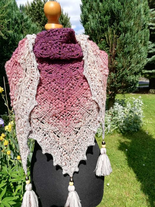 Chusta szydełkowa 50% merino rękodzieło