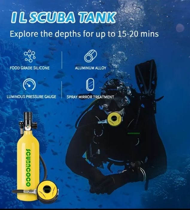 Балон для дайвинга 1л. Мини акваланг.