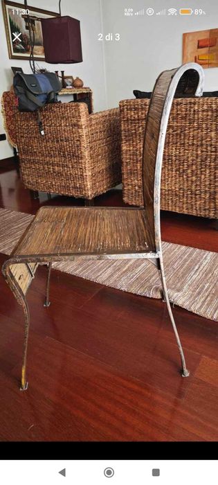 Cadeiras (6X) em ferro e bambu prensado. Design