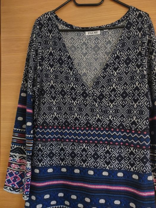 Vestido Estampado Étnico Azul, M/L