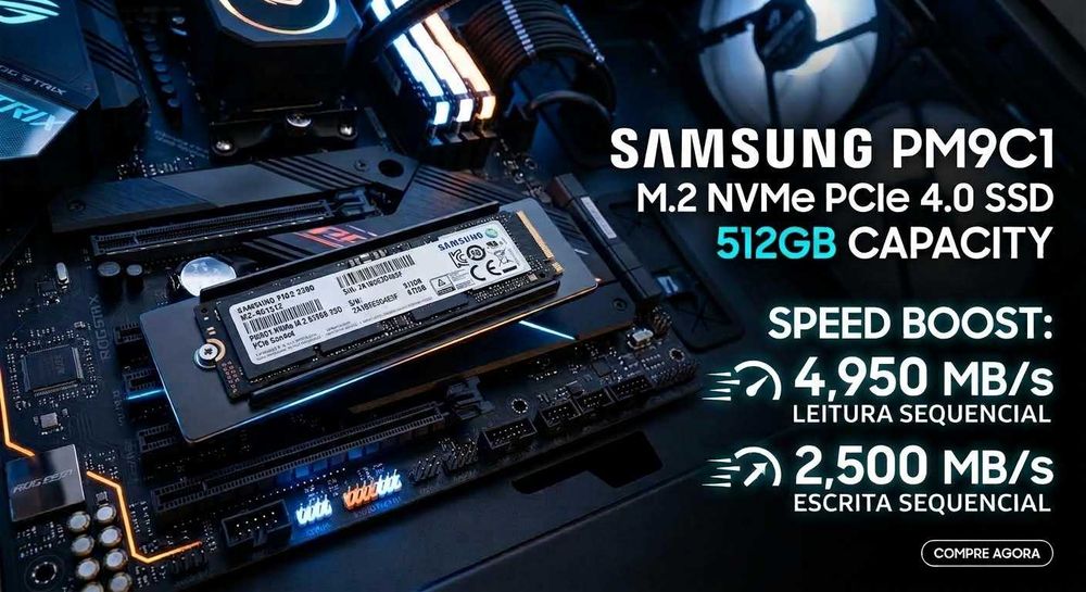 Disco SSD Samsung 512GB NVMe M2 PCIe Gen 4 x4 PM9C1 100% Saúde