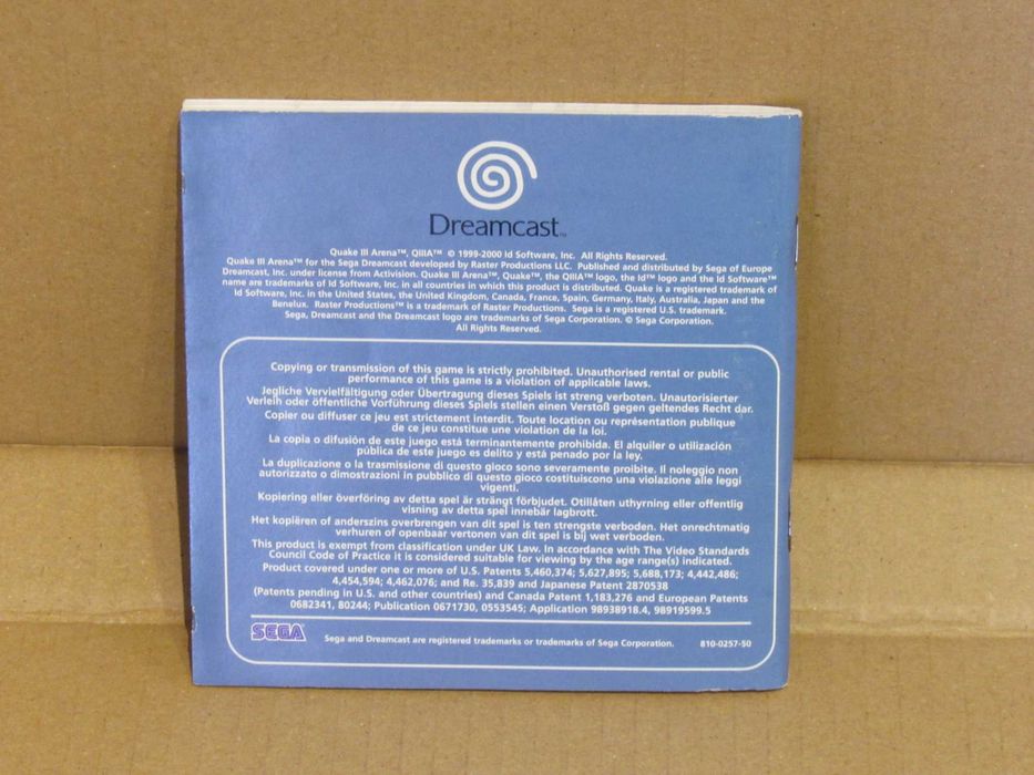 Manual do jogo Sega Dreamcast Quake III Arena