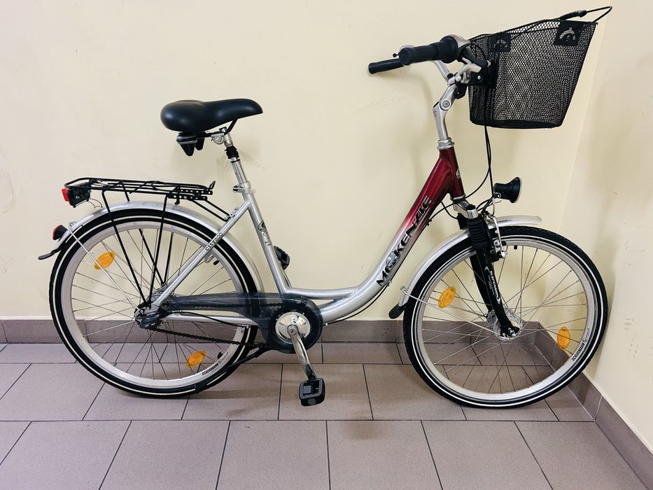 Ładny Rower Miejski Damski Damka 7 biegów + Koszyczek