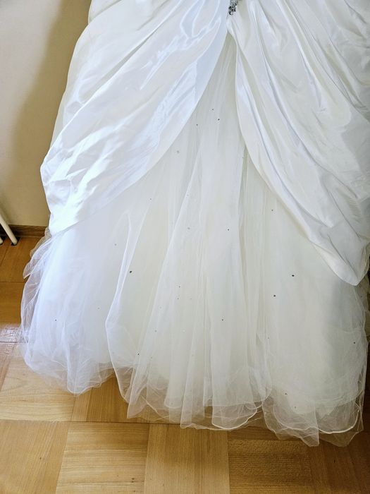 Nowa Suknia ślubna M 38 10 beza księżniczka tiul gorset tren