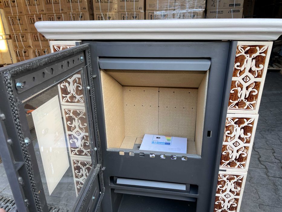 Piec piecyk kominek kaflowy wolnostojący koza JASMIN 10kW brązowy