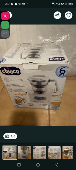 Máquina Chicco para fazer e aquecer  para de bebé+ de seis meses