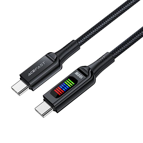 Kabel Acefast C7-03 USB-C USB-C 100W 1.2m z wyświetlaczem - czarny