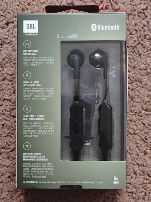 Бездротові металеві навушники з мікрофоном JBL T205BT Black