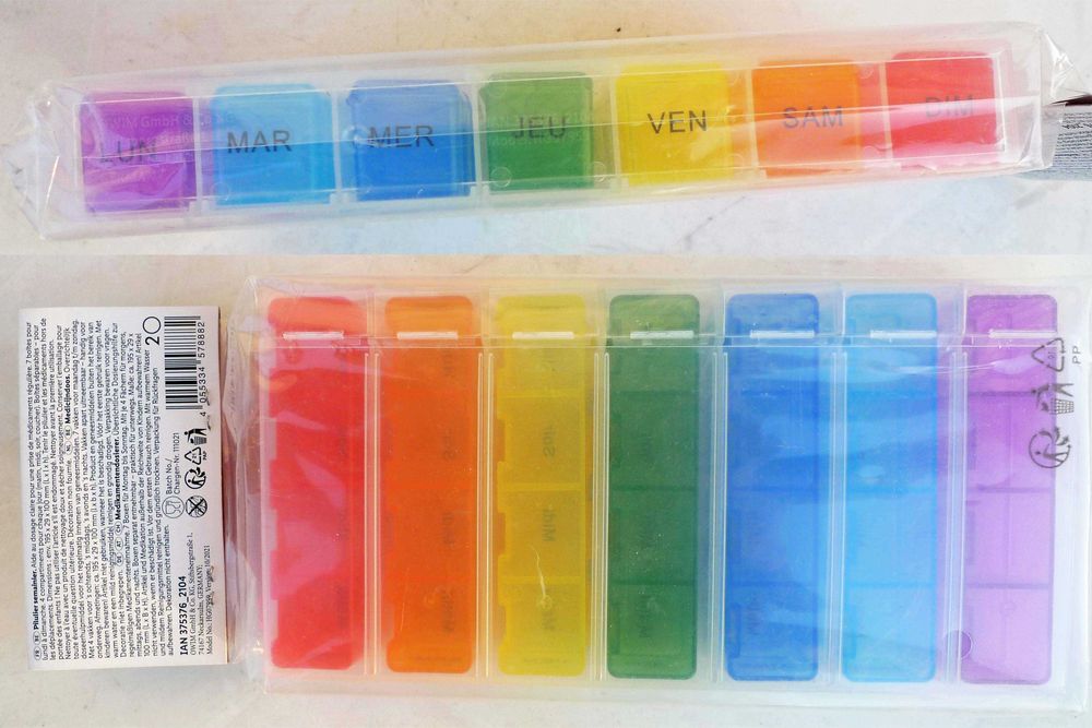 Pojemnik organizer na leki tabletki pigułki 7 dni tygodnia 4 pory dnia