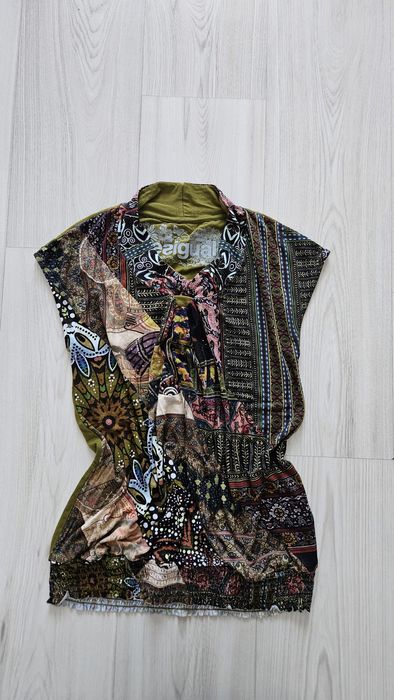 Zielona moro khaki bluzka aztecka s 36 desigual