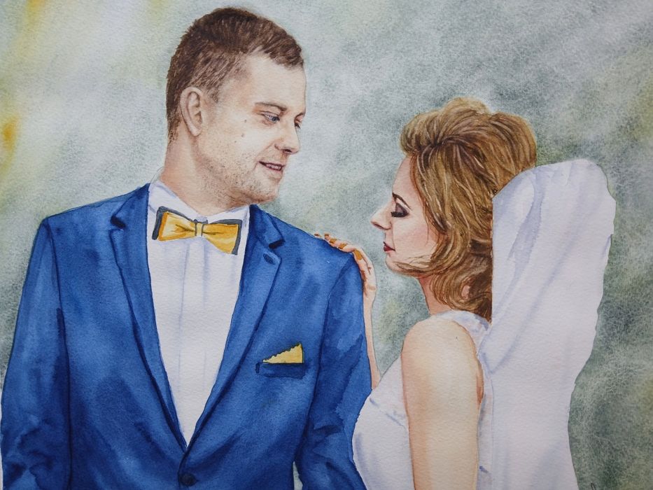 Portret ze zdjęcia obraz akwarelowy