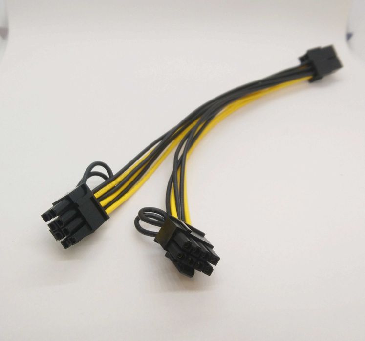 1x Adapter EPS 8-pin EPS CPU - 2 x PCIE 6+2 PIN zasilanie gpu koparka