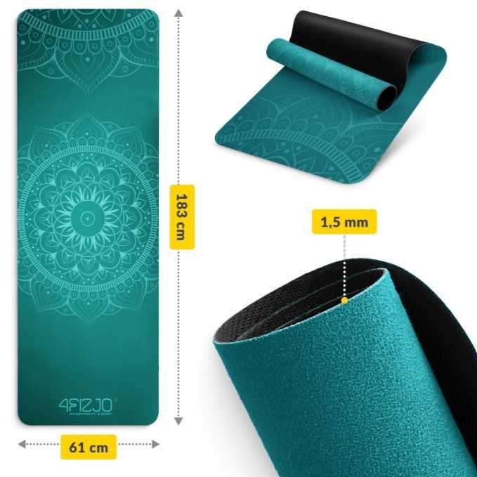 MATA DO ĆWICZEŃ ZAMSZOWA do jogi pilatesu 183 x 61 x 0,15cm 4FIZJO ZIE