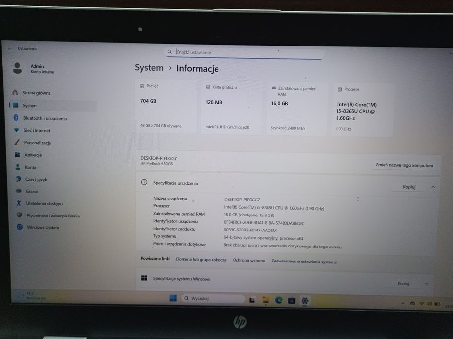 Laptop HP ProBook 650 G5 FHD | i5-8350U 16GB 256GB SSD + 500GB SSD | Windows 11