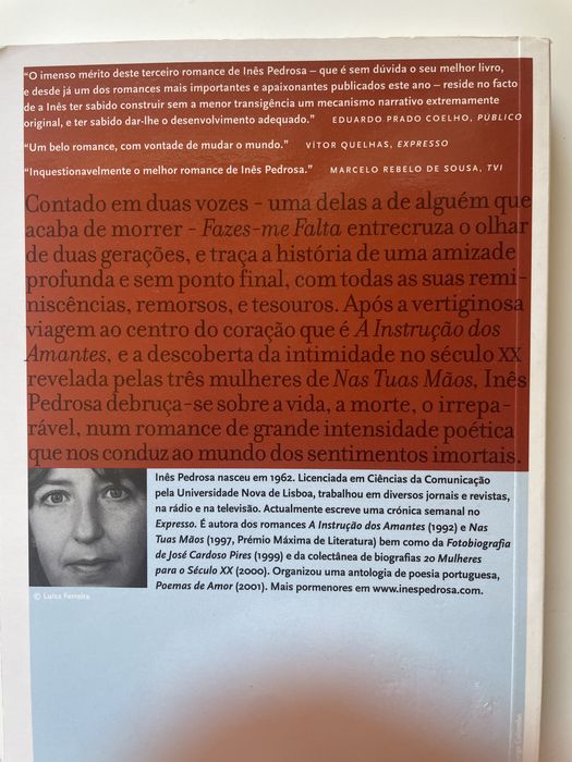Fazes-me Falta, de Inês Pedrosa