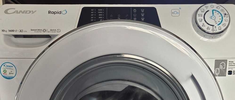 Máquina de lavar roupa, Muito nova, frontal da linha Candy RapidÓ, com WI-FI integrado