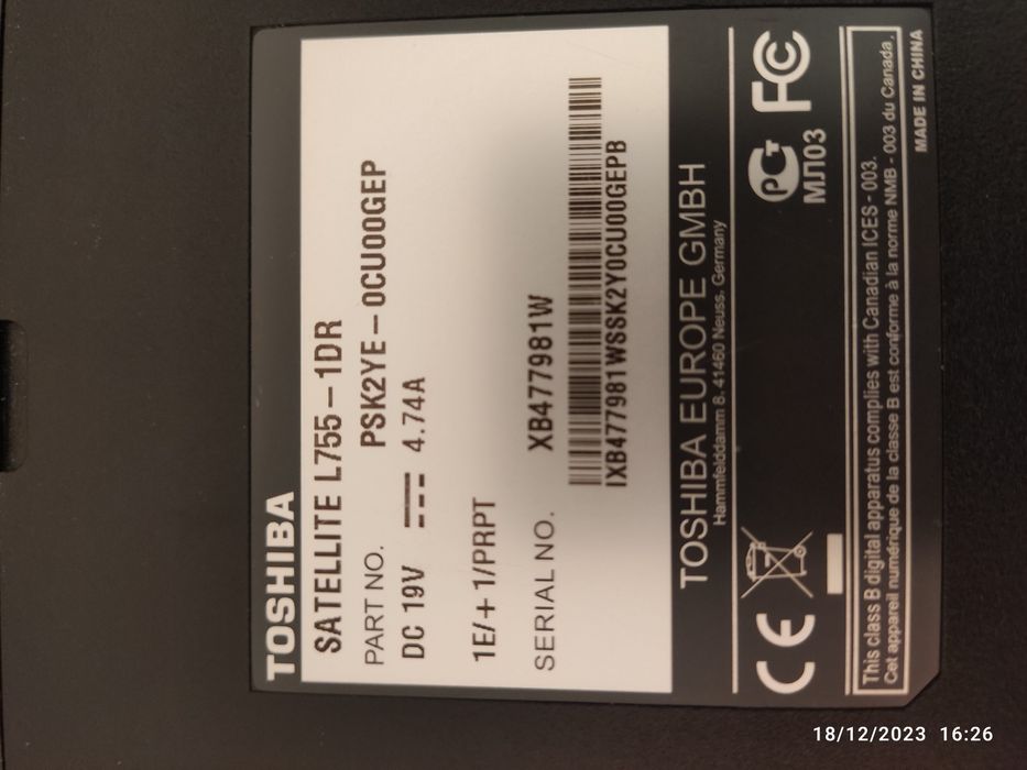 Computador portátil Toshiba L755 a funcionar, monitor, teclado, peças.64171701993347121