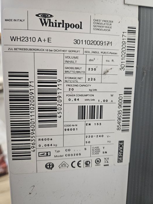 Arca Frigorífica Whirlpool